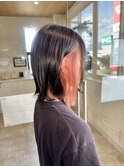 ワンブリーチペールオレンジインナーカラー