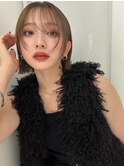 大人/小顔/レイヤーカット/シースルーバング/黒髪/ネビージュ