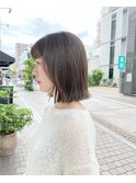 切りっぱなしボブ/ワンレングス/大人ボブ/顔周りレイヤー
