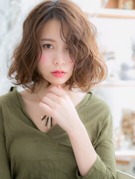 モッズヘア 越谷(mod's hair) かきあげ前髪小顔前下がりくせ毛風大人ボブh4越谷20代30代40代