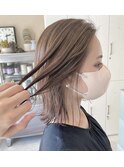 切りっぱなしボブ　タッセルボブ　ブリーチ無しカラー　髪質改善