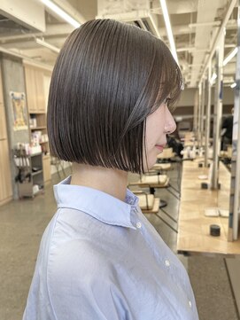 ミリ(mm) ぱつっとボブ オリーブベージュ カラー 韓国 髪質改善 仙台