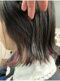 ボブアレンジ　外ハネ　バイオレットインナーカラー