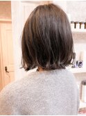 福山市Caary人気　 秋冬オススメ　切りっぱなし外ハネグレージュ