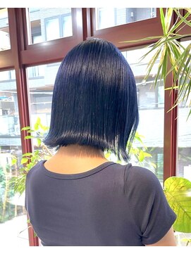 ヲタク(wotaku.) ネイビーブルーダブルカラーブリーチカラーケアブリーチ外はね