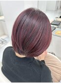 ショートボブ×レッド