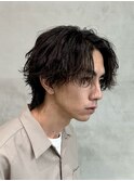 渋谷波巻きパーマニュアンスパーマメンズカットセンターパート