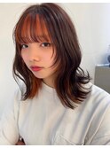 ロング 顔まわりインナーカラー/川崎/ブリーチ/ハイトーン