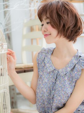 カバーヘア 上尾西口店(COVER HAIR) ミルクティーピンクゆるふわフェザーショートh4上尾20代30代40代