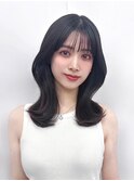 黒髪ボブルフネビージュ小顔ワンレン顔まわり韓国レイヤーカット