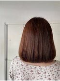 ほんのりピンクブラウンで艶カラー