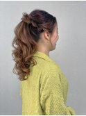 編み込みポニーテール/ウェーブヘア/結婚式/ヘアセット/銀座