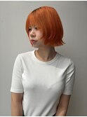 くびれボブミニウルフブリーチオレンジカラー