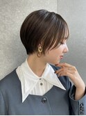 ショート/ミルクブラウン/顔周り/30代40代