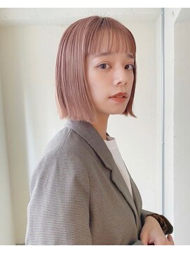 ベル 銀座並木通り店(Belle) 色落ちも可愛い！ケアブリーチ使用のピンク&切りっぱなしボブ