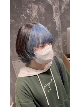 スリー 横浜(THREE) 【RUKI指名限定】デザインカラー ブラック×ペールブルー