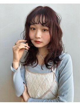 ロンドエニカ 大宮(Lond enika) ウルフレイヤーカット透明感ブリーチなしブラウンカラー大宮