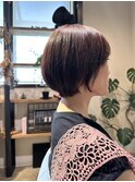 30代40代50代　前髪あり　小顔前下がりショートボブ　髪質改善