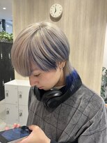 ラッシュ(rush) ブルー×デザインカラー×ウルフカット