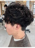 ナチュラルパーマ×ツーブロックショート