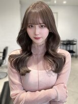 ノク 渋谷(nok)&nbsp;シースルーバング ロングレイヤー くびれヘア ミルクベージュ