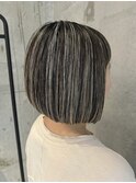 ボブにも立体感地毛にハイライト！福岡ハイライト/白髪ぼかし