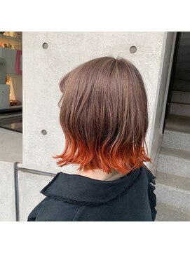 ピチカート(pizzicato) 裾カラーボブ　チョコレート　オレンジカラー