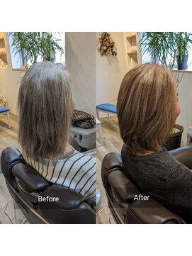 ももいろかぶとむし 白髪ぼかしハイライトとローライト