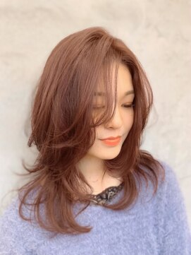 ヘアアンドアイラッシュ ココアンジェ くりえいと宗像店(Coco Ange) 【CocoAnge宗像/担当:沖村】ウルフレイヤー×ピンクベージュ