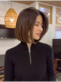 ワンレングスボブ・ボブヘア・前髪長めボブ・ショートボブ・銀座