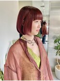 ブリーチ毛で作る高発色レッドカラー♪