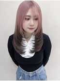 ミディアムレイヤー前髪イメチェンハイトーン10代20代30代40代