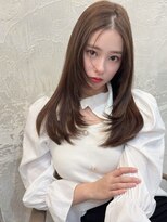 アンジェリカラボ 梅田店(ANGELICA LABO)&nbsp;韓国風くびれレイヤーカット×グレージュ×透明感ブラウン川又