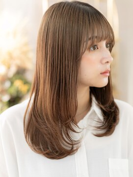 カバーヘア ブリス 北浦和(COVER HAIR bliss) シースルーバングダークブラウンストレートレイヤーc8北浦和30代