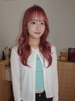 ネルケ 立川(nelke)&nbsp;韓国風ピンクベージュダブルカラーロングパーマ立川