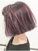 グレージュ×切りっぱなしボブ