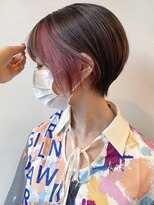 【morio 原宿】丸みショート　耳かけインナーカラーピンク
