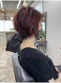 it.Style ショート ショートボブ チェリーレッド バレイヤージュ