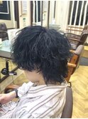 波巻きパーマ波打ちパーマツイスパマッシュウルフメンズパーマ