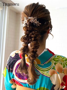 タグマル 卒業式袴着付けヘアセット☆ツイン玉ねぎアレンジ