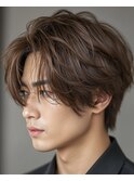yaニュアンスパーマ/アッシュブラウンカラー/無造作カット