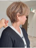 前髪小顔ニュアンスカラー大人ショートボブヘア20代30代40代 
