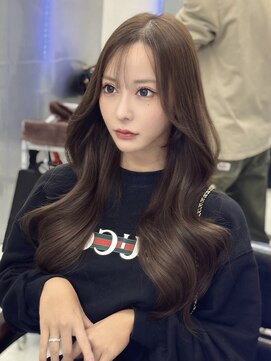 ロムーク 表参道(LOMKH) ロングレイヤーカット顔周りシールエクステ秋ヘーゼルグレージュ