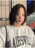 大人可愛い切りっぱなしひし形レイヤーカットモカベージュ
