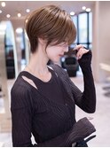 大人ガーリーショートボブ/似合わせカット/ダークアッシュ