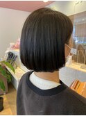 丸みショートボブ ダメージレス 黒髪