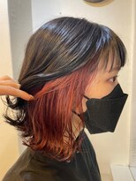 エンレイ(enRei)&nbsp;ツヤ髪ゆるふわ外ハネボブインナーカラーカシスオレンジレッド
