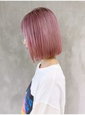 ピンクホワイトボブ_チェリーブラウンフェミニンロング_ba357631