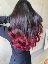 ドアベルヘアリビング(Door Bell hair Living)&nbsp;ロングヘアー×レッドグラデーション