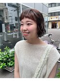 CAF　FUKO　オン眉前髪/ミニボブ/ウェーブパーマ/大阪/心斎橋